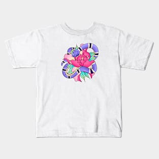 Snake with Peony Kids T-Shirt